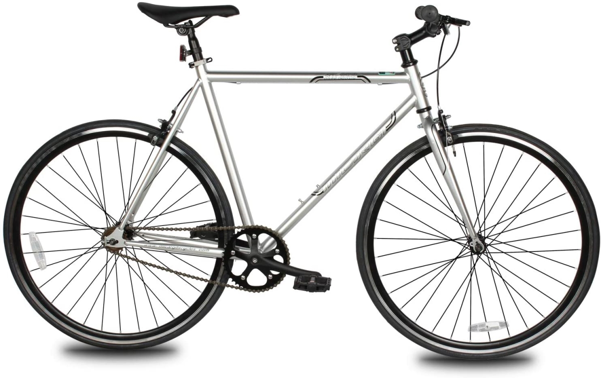 57 cm Hi-Ten Steel & Aluminum Frame Fixed Gear Road Bicycle, Chrome