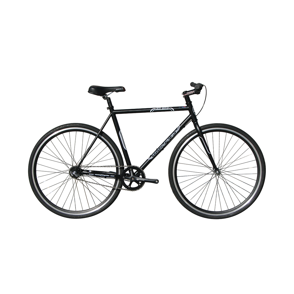 53 cm Hi-Ten Steel & Aluminum Frame Fixed Gear Road Bicycle, Matte Black & Black