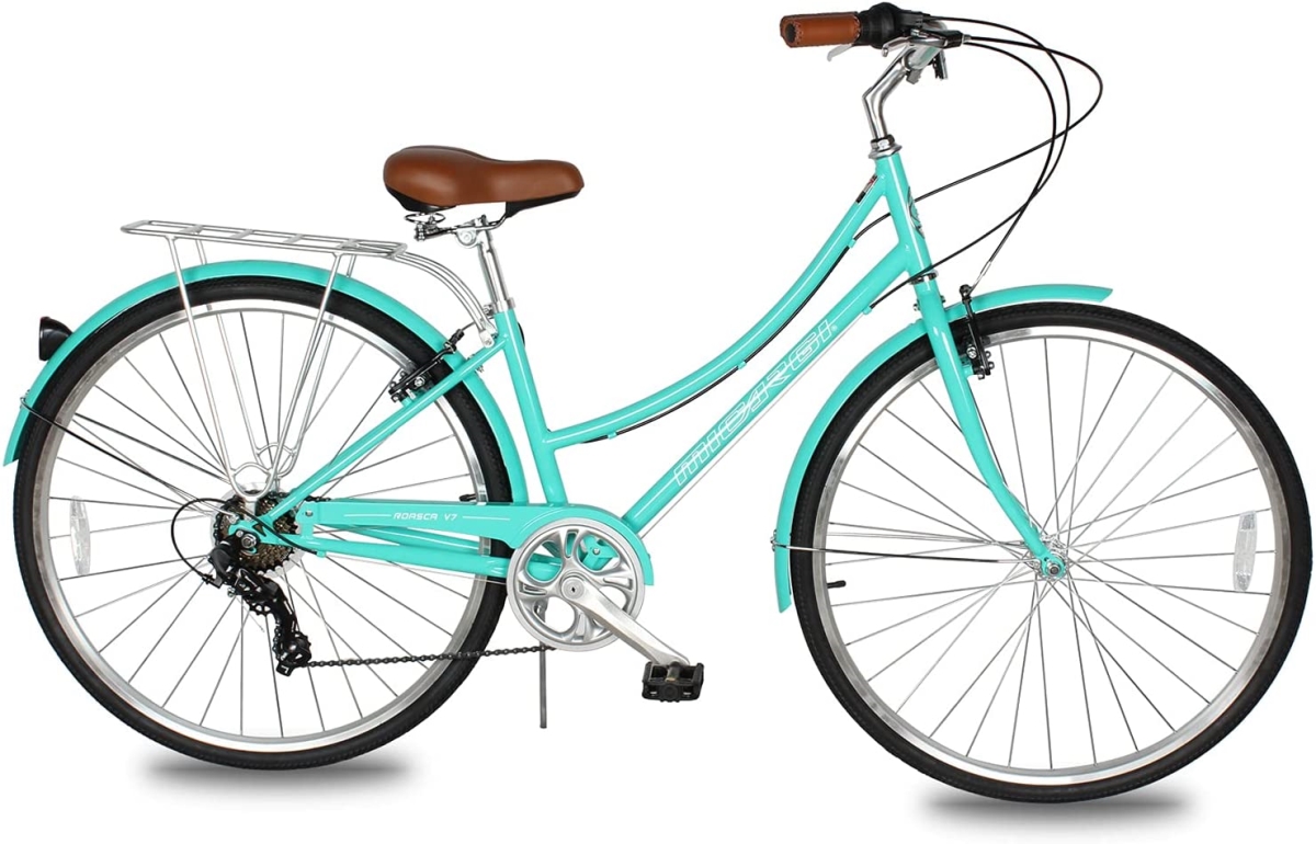 39 in. 700C V7 Celeste Green Roasca-7SP City Bike