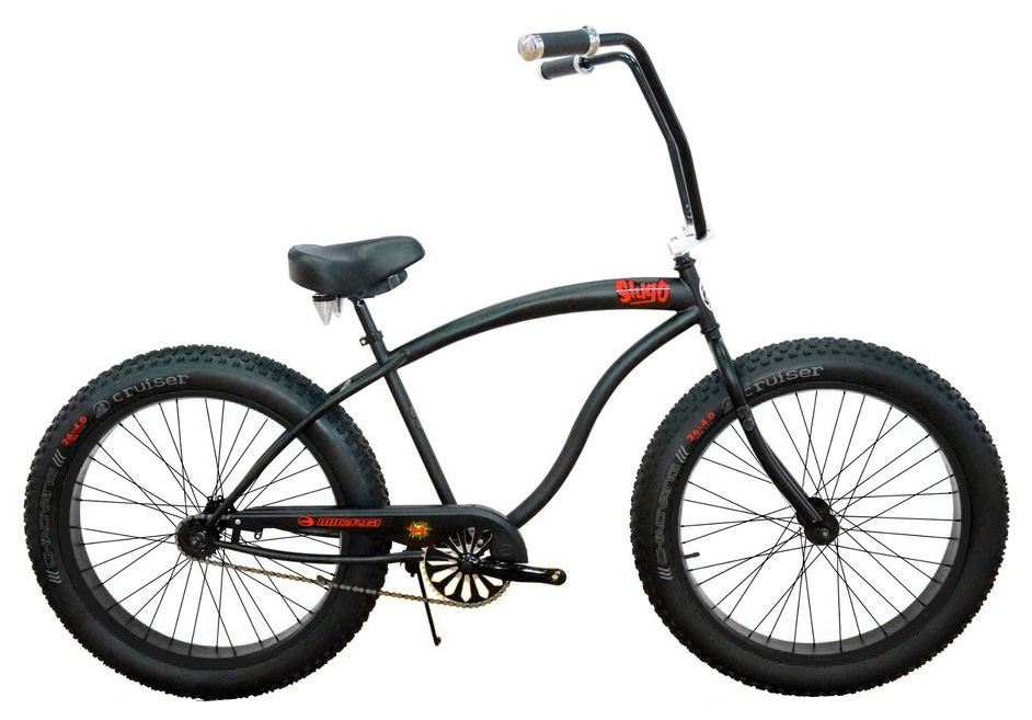 SLUGO-A-MBK-BK 26 in. Slugo A Matte Black & Black Beach Cruiser Coaster Bicycle