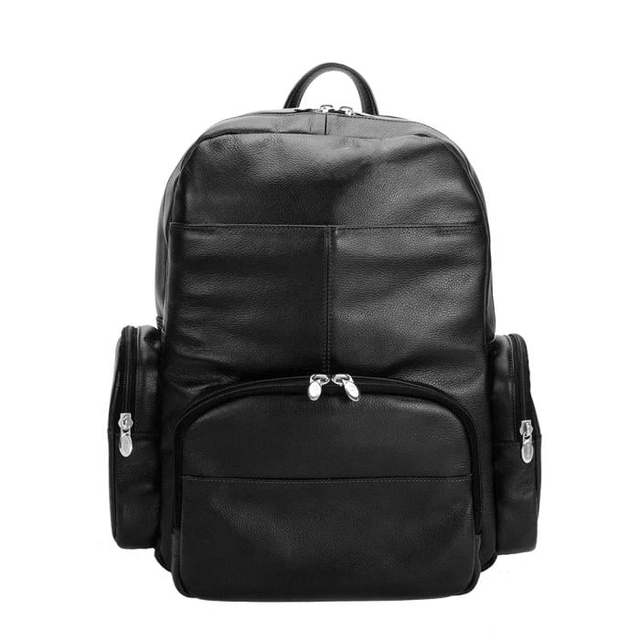 McKlein USA  15 in. S Series Cumberland - Pebble Grain Calfskin Leather Dual Compartment Laptop Backpack - Black