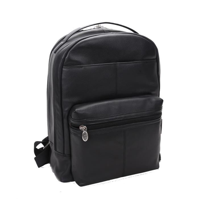 McKlein USA  15 in. S Series Parker, Pebble Grain Calfskin Leather Dual Compartment Laptop Backpack - Black