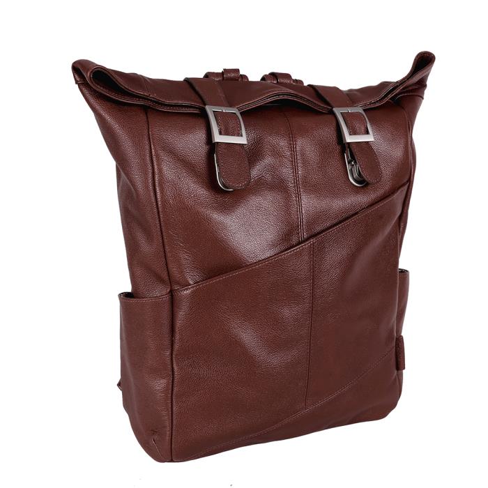 McKlein USA  17 in. S Series Kennedy, Pebble Grain Calfskin Leather Dual Access Laptop Backpack - Brown