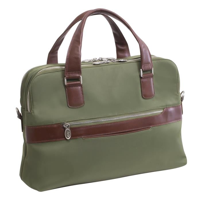 N Series Hartford Nylon Dual Compartment Briefcase - Green