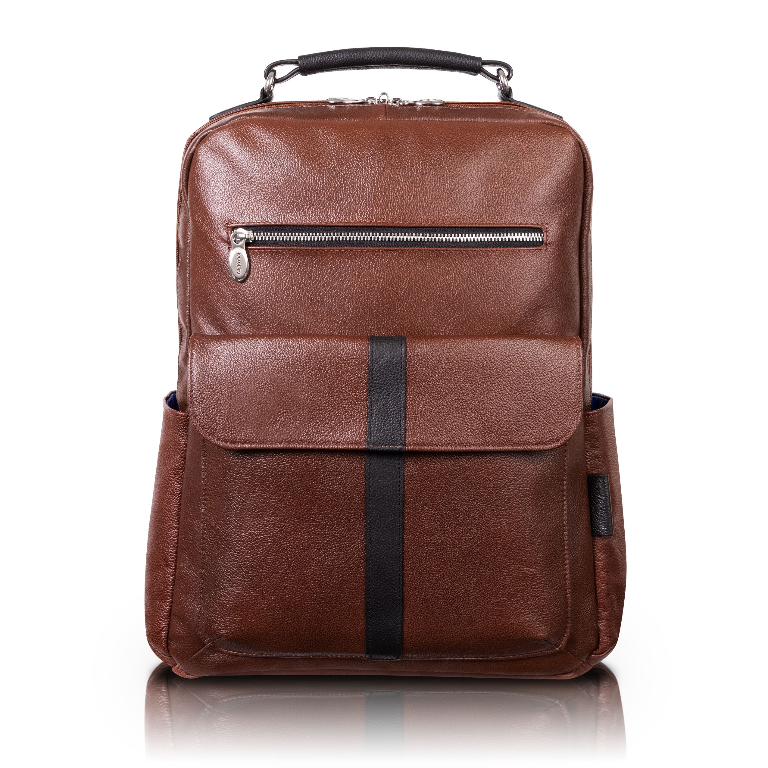 Picture of McKlein USA 19080 17 in. U Series Logan Leather Two-Tone Dual-Compartment Laptop & Tablet Backpack&#44; Brown