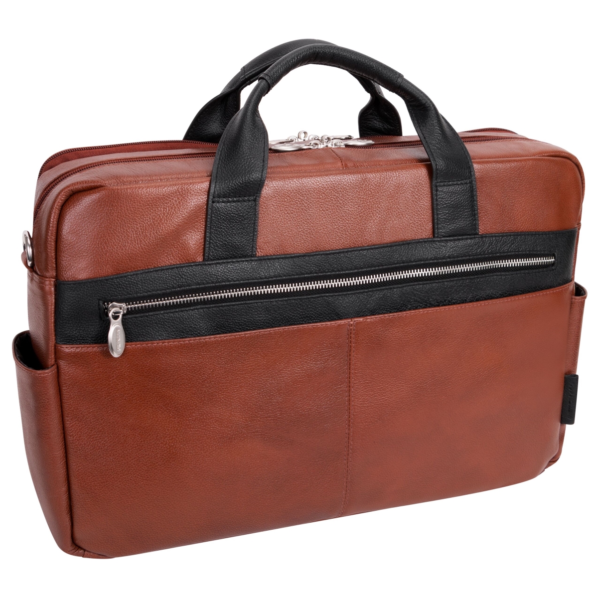 McKlein USA  17 in. U Series Southport Leather Two-Tone Dual-Compartment Laptop & Tablet Briefcase, Brown