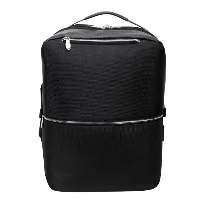 McKlein USA  17 in. U Series East Side Nylon 2-in-1 Laptop & Tablet Convertible Travel Backpack & Cross-Body, Black