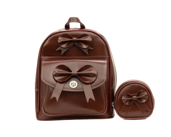 10.5 in. L Series Acadia Leather Mini Bow Backpack, Red