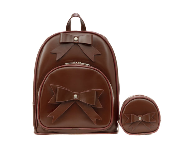 11.50 in. L Series Arches Leather Bow Backpack, Red