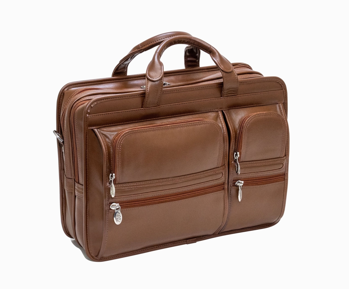 Picture of McKlein 88434 15 in. Leather Dual-Compartment Laptop Briefcase&#44; Brown