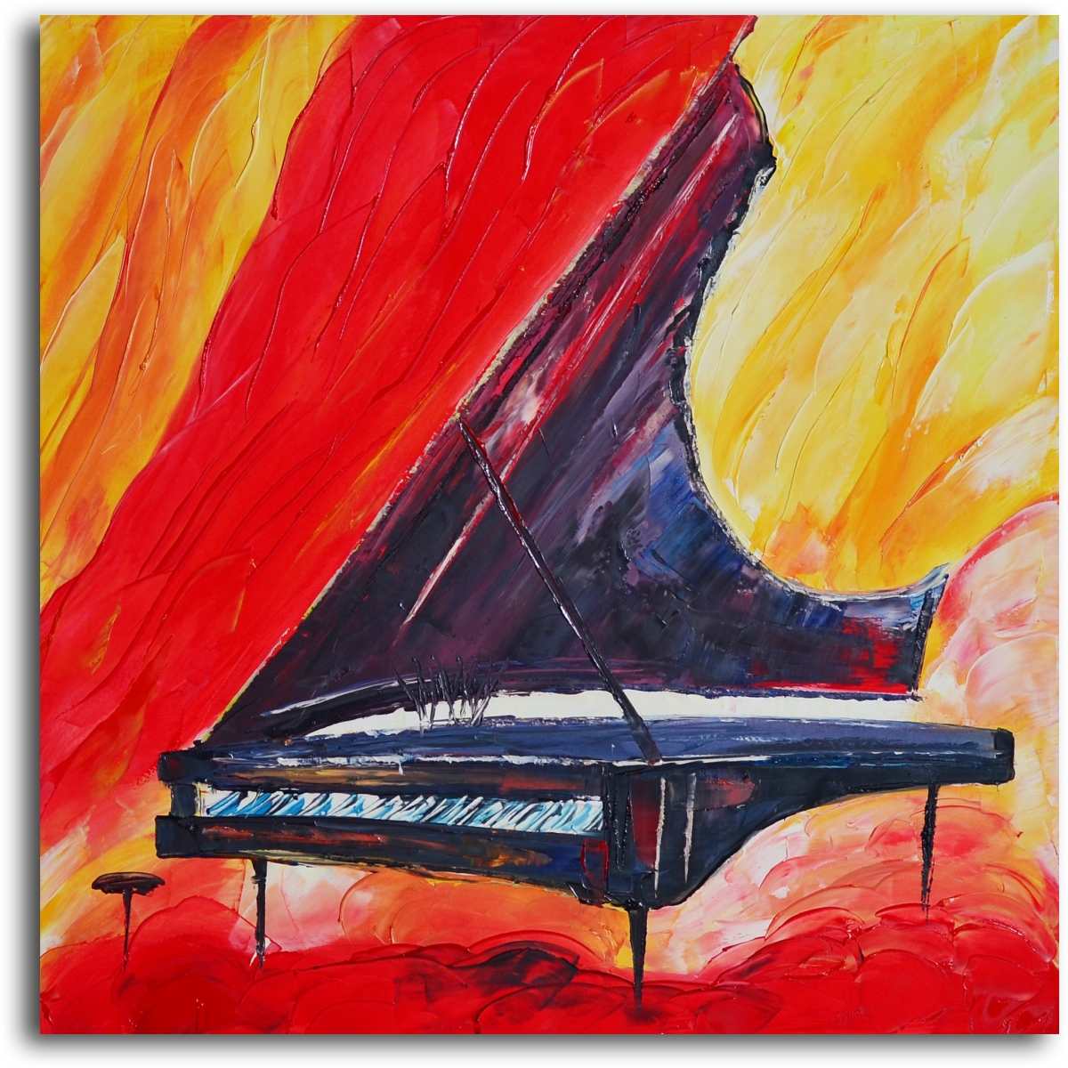 32 x 32 in. Pianist in Absentia Hand Painted Canvas Wall Art