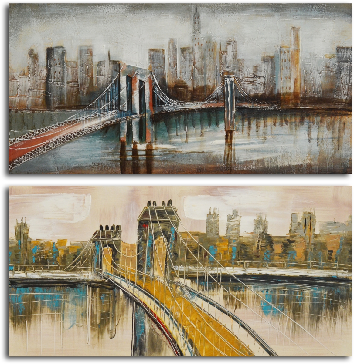 A 1191 24 x 96 in. Between Two Hearts Hand Painted Canvas Set - 2 Piece