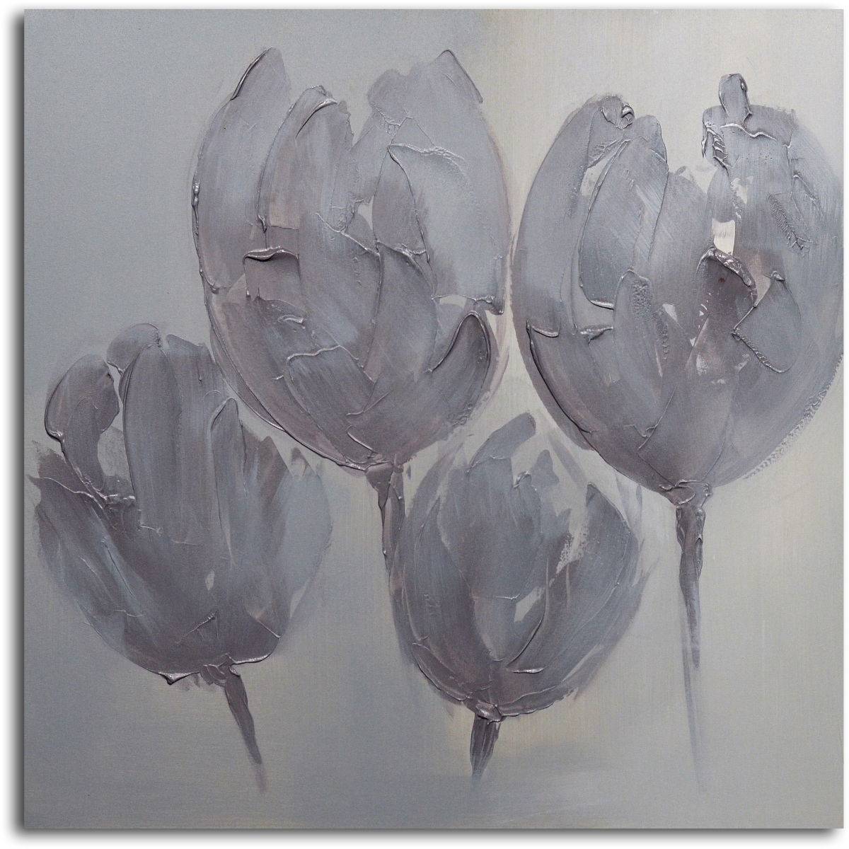 Tulips in Neutral Original Oil Painting on Canvas
