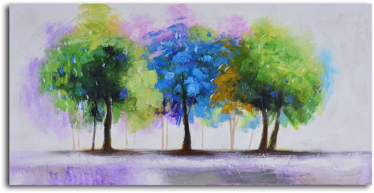 27 x 54 in. Blue & Green Copse Hand Painted Canvas Art