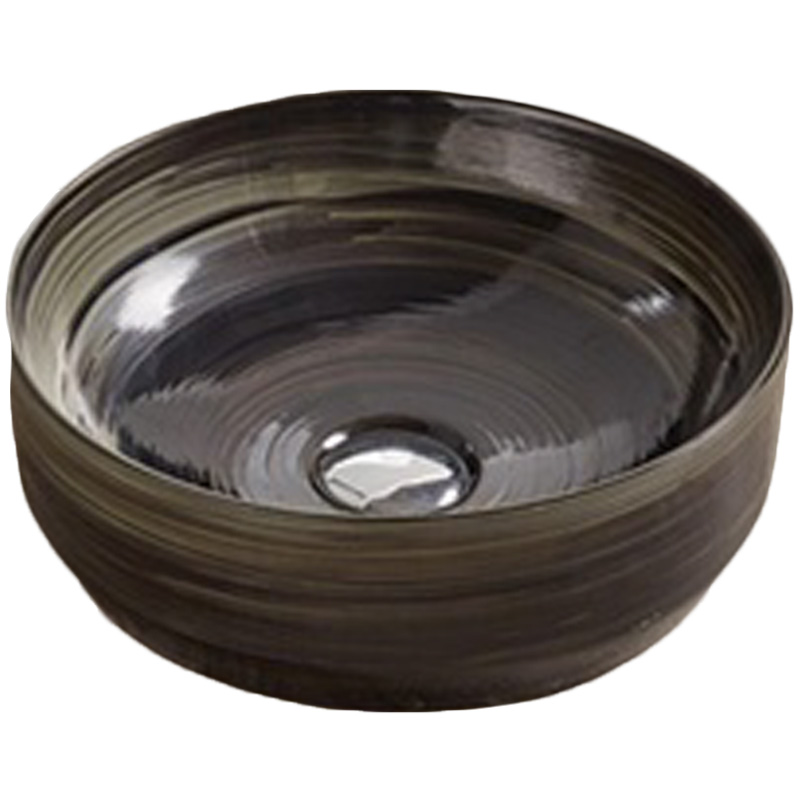 AI-27928 13.98 in. Round Above Counter Black Swirl Vessel for Deck Mount Drilling -  American Imaginations