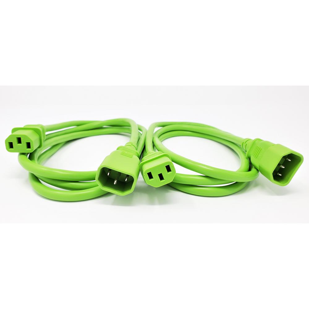 Picture of Micro Connectors M05-113EULG-2P 6 ft. 18 AWG AC Power Extension Cord UL Approved C13 to C14, Green - Pack of 2