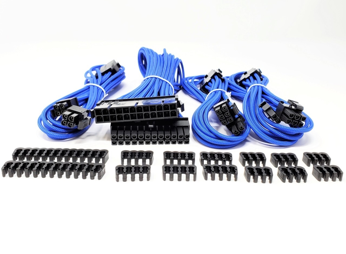 Premium Sleeved PSU Cable Extension Kit, Blue