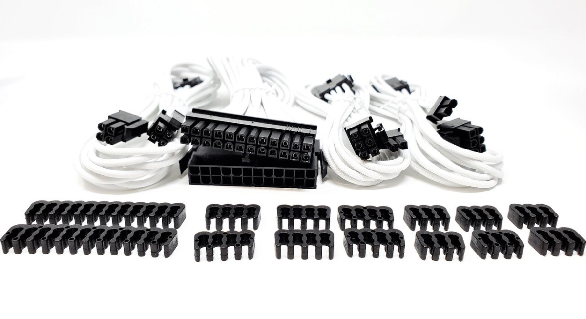 Premium Sleeved PSU Cable Extension Kit, White