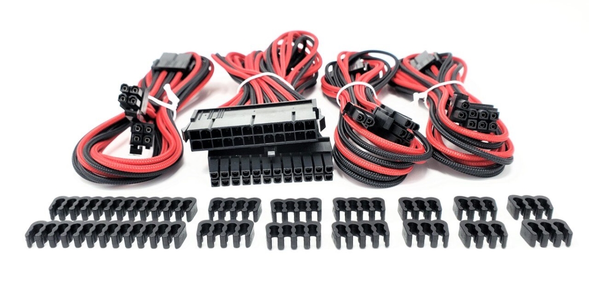 Premium Sleeved PSU Cable Extension Kit, Red & Black