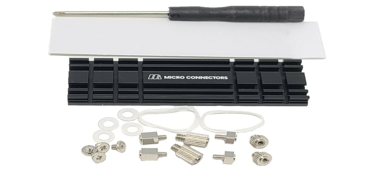 Picture of Micro Connectors NGFFM2-HS-KIT M.2 NVME SSD Installation Kit with Low-Profile Heat Sink & Mounting Screws&#44; Black