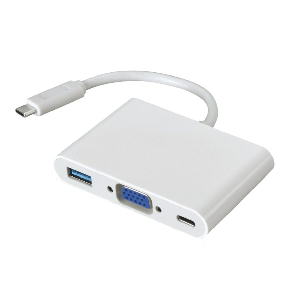 USB Type-C Male To VGA, USB Type-C & USB 3.0 A Adapter, White