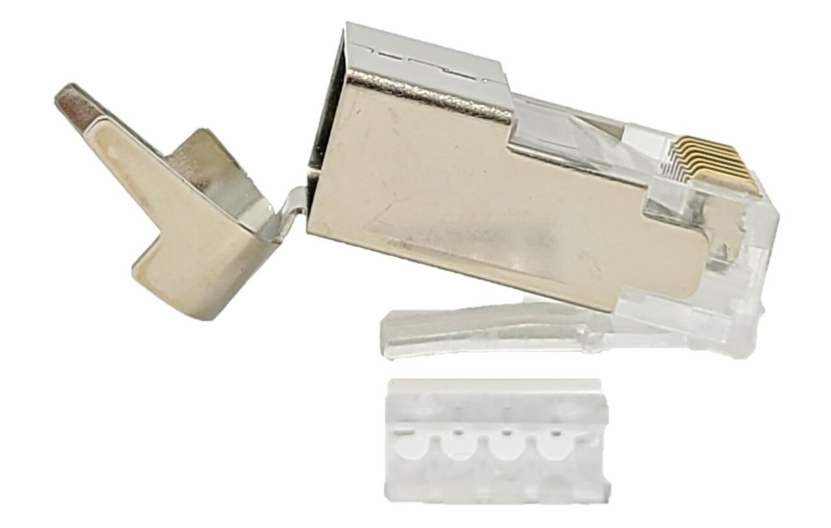 C20-088L7S-20 Metal Shielded RJ45 Modular Plug for Stranded & Solid Cat 7, 6A & 6 Cable, Pack of 20