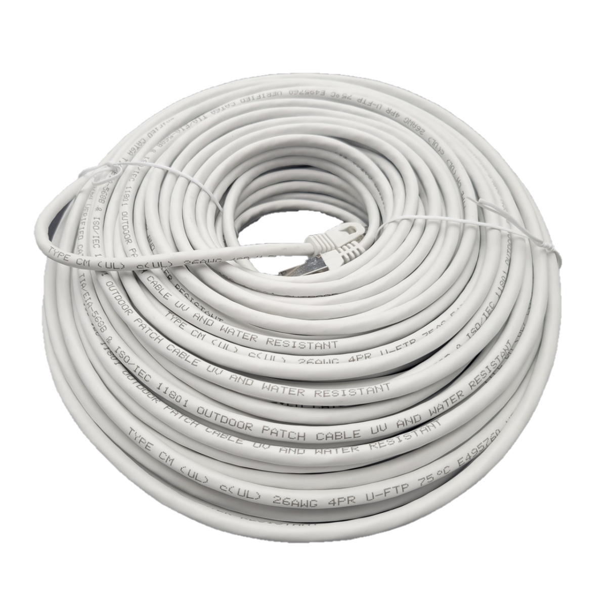 E09-200W-OUT 200 ft. CAT 6A Industrial Outdoor Rated Shielded Ethernet Cable, White