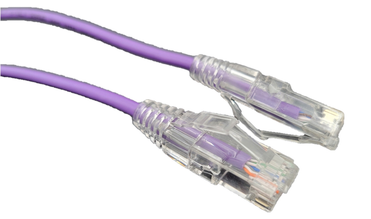 3 ft. Slim 28AWG CAT 6A UTP Patch Cable, Purple - Pack of 5
