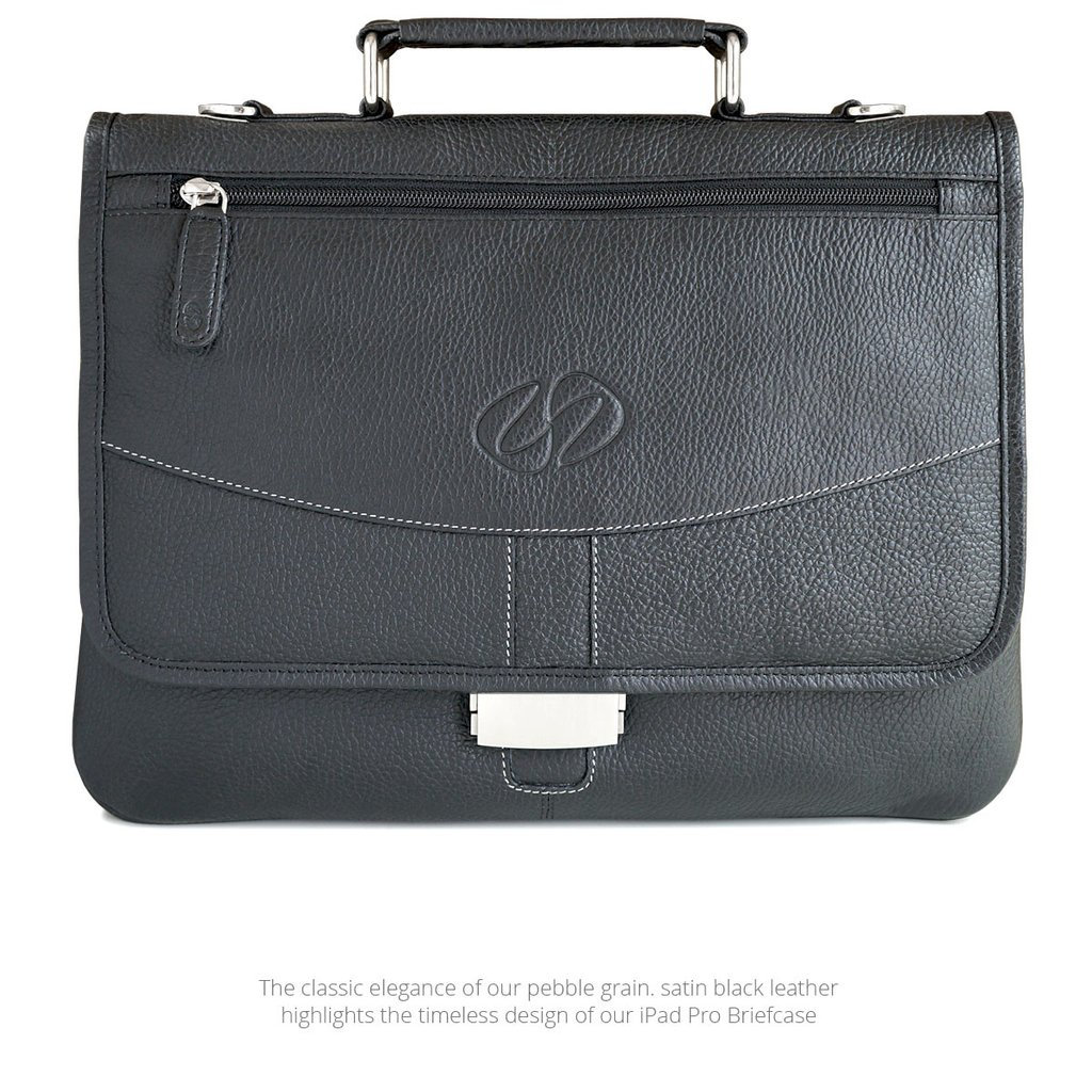 Picture of MacCase LPHB-BK Premium Leather iPad Pro Briefcase - Black