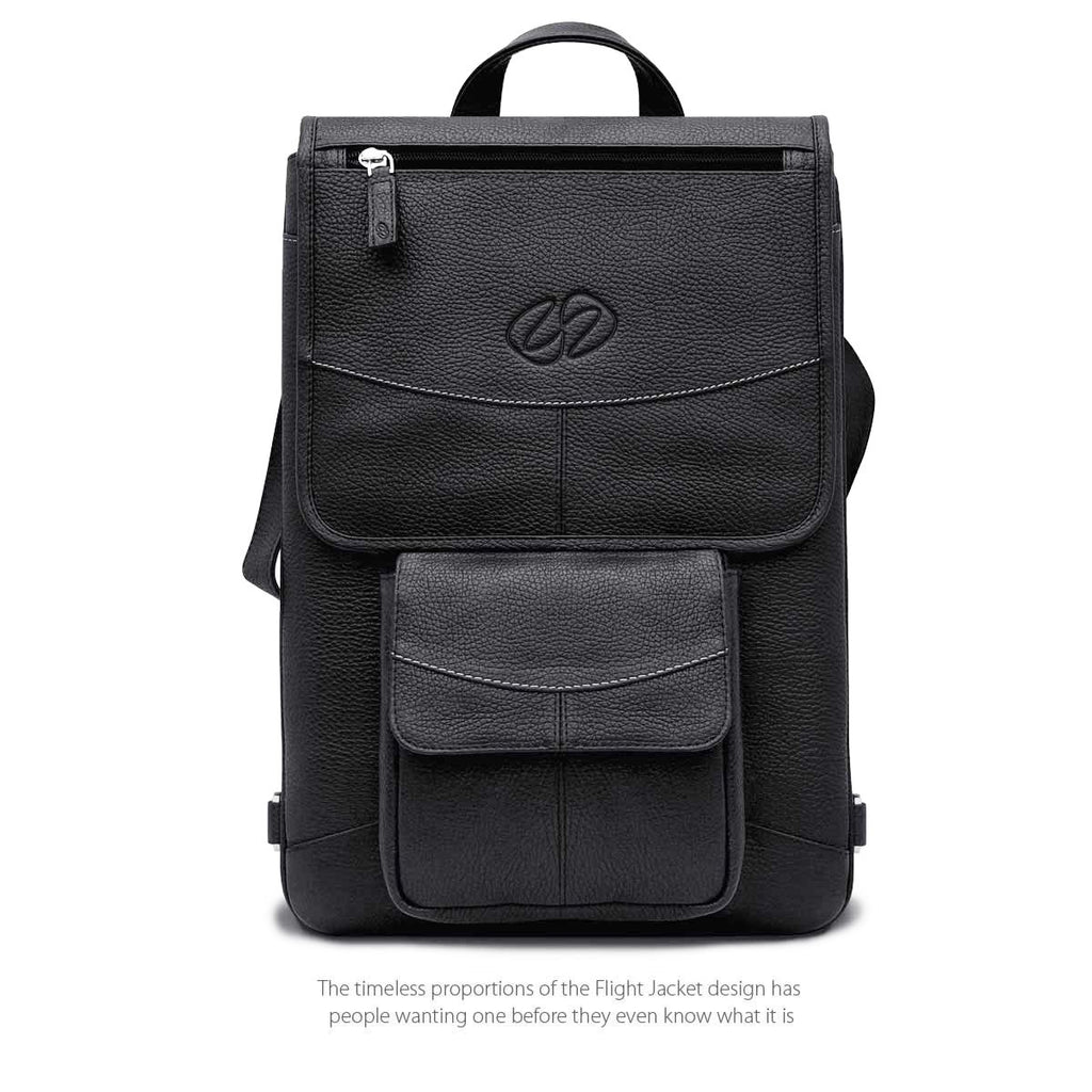 Picture of MacCase L14FJ-BK-BP 14 in. Premium Leather MacBook Pro Flight Jacket with Backpack Option&#44; Black