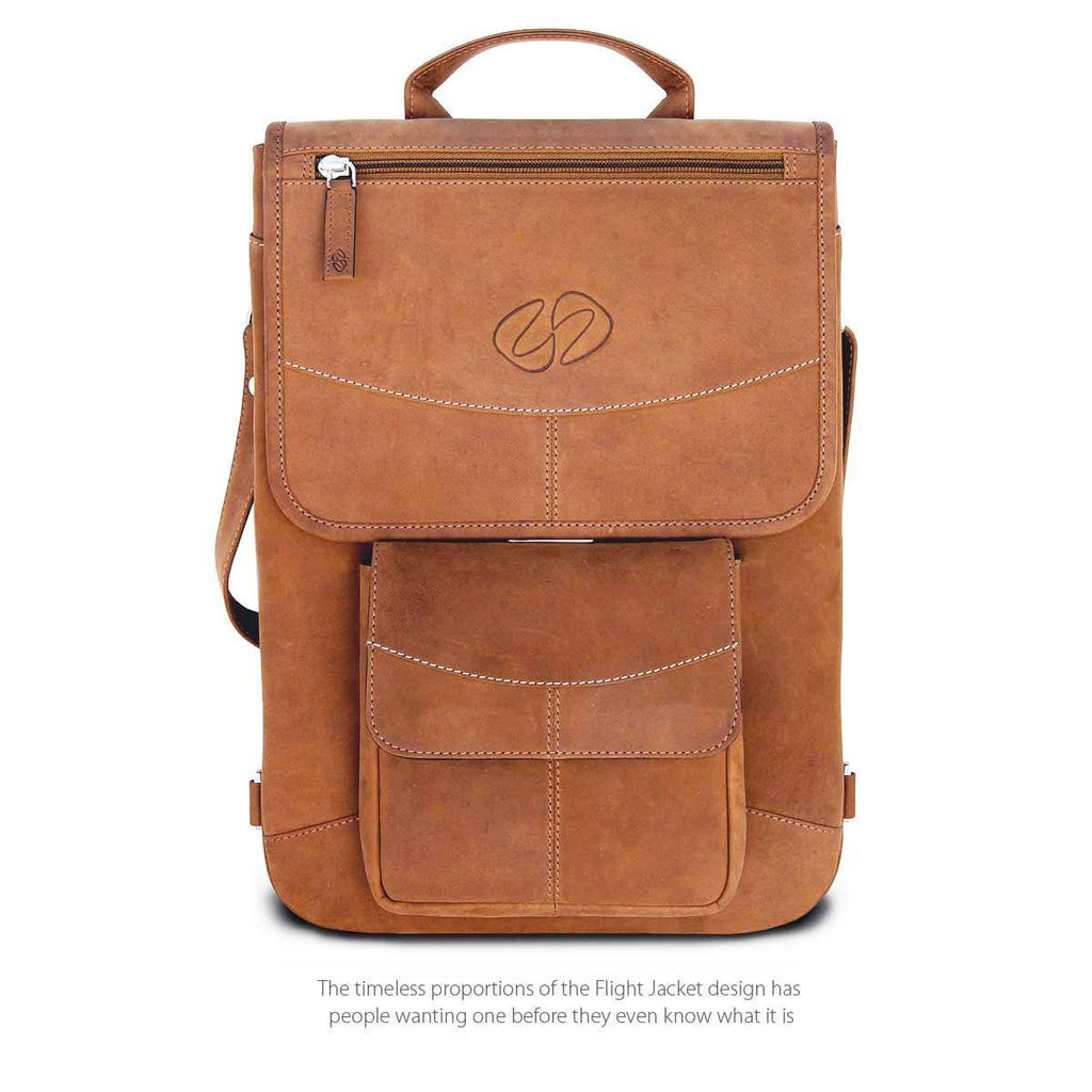 Picture of MacCase L14FJ-VN-BP 14 in. Premium Leather MacBook Flight Jacket with Backpack Option&#44; Vintage