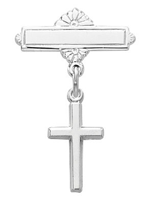 435L Silver Sterling Cross Baby Pin