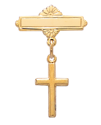 435J 0.98 x 0.7 x 0.17 in. Gold on Sterling Silver Cross Baby Pin
