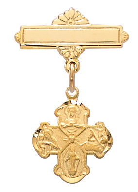 0.9 x 0.7 x 0.17 in. Gold on Sterling Silver 4way Baby Pin
