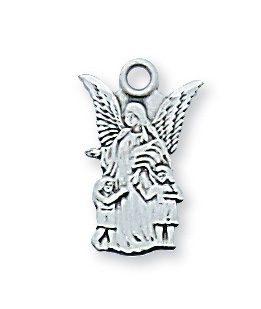 0.57 x 0.36 x 0.05 in. Sterling Silver Guardian Angel Baby Pendant for Brass Chain