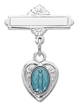 453L 0.83 x 0.7 x 0.17 in. Sterling Silver Miraculous Baby Pin - Blue