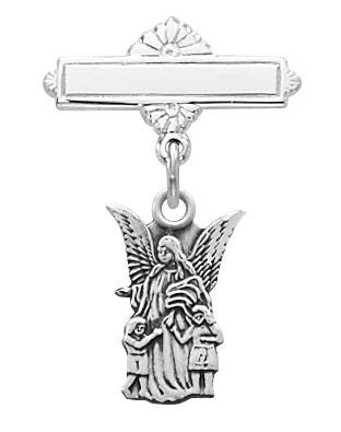 0.98 x 0.7 x 0.17 in. Sterling Silver Guardian Angel Baby Pin
