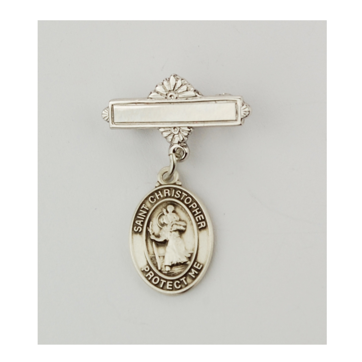 437L 0.85 x 0.7 x 0.17 in. Sterling Silver St.Christopher Baby Pin