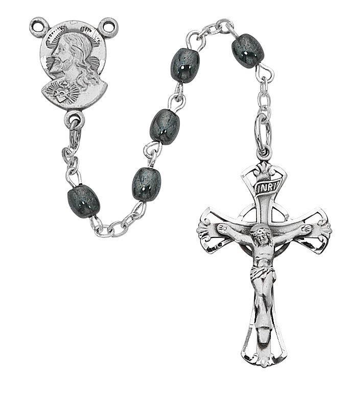 Picture of McVan 782SG 17.5 in. Imitation Hematite Youth Cross Rosary Set
