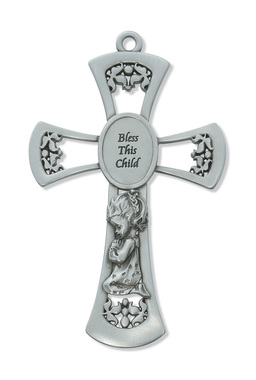 6 in. Pewter Baby Girlss Cross
