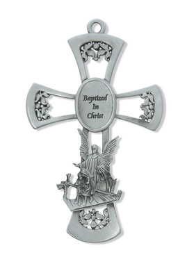 6 in. Pewter Guardian Angel Cross