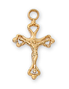0.69 x 0.41 x 0.09 in. Gold on Sterling Silver Crucifix Baby Chain