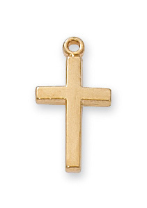 J6099B 0.6 x 0.32 x 0.06 in. Gold on Sterling Silver Baby Cross