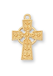 J8023B 0.58 x 0.38 x 0.05 in. Gold on Sterling Silver Celtic Baby Chain