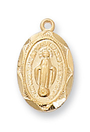 0.55 x 0.32 x 0.06 in. Gold on Sterling Silver Miraculous Baby Pendant for Brass Chain