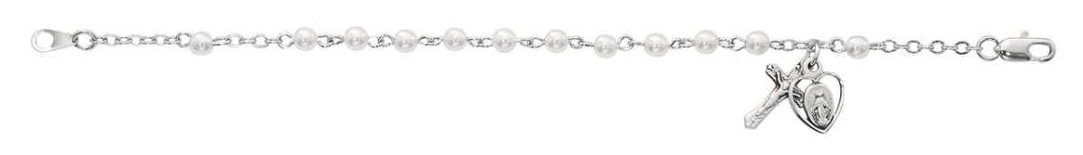 Picture of McVan BR75M 6.5 in. Pearl Look Glass Beads Bracelet