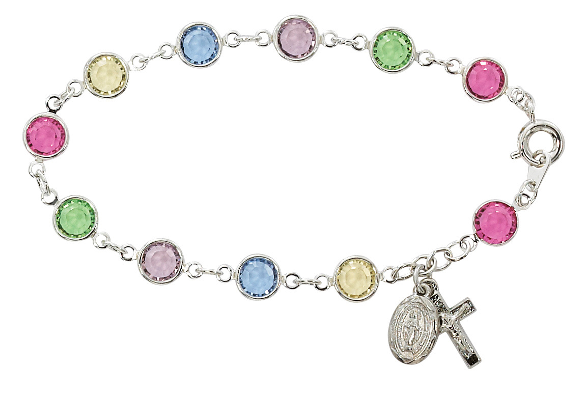 Picture of McVan BR190 7.5 in. Crystal Bracelet with Rhodium Plated Pewter - Multi Color