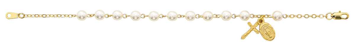Picture of McVan BR753 7.5 in. Pearl Look Bracelet - Gold