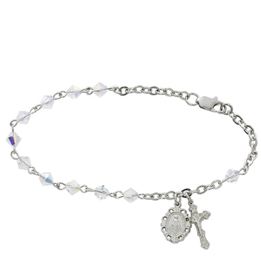 B39L 7.5 in. & 5 mm Bead Swarovski Crystal Bracelet