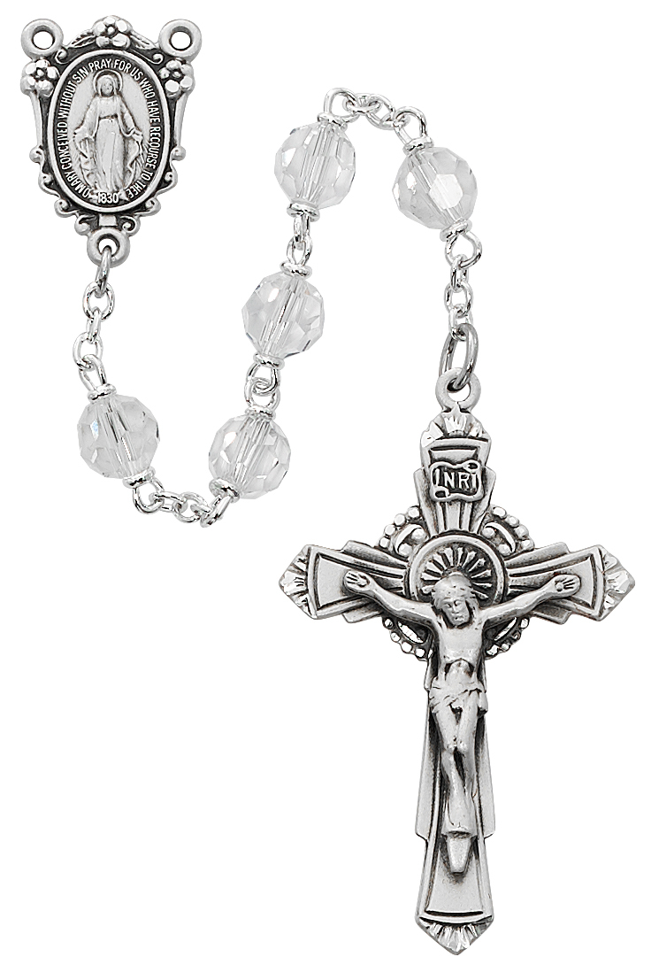 7 mm Crystal Tin Cut Rosary